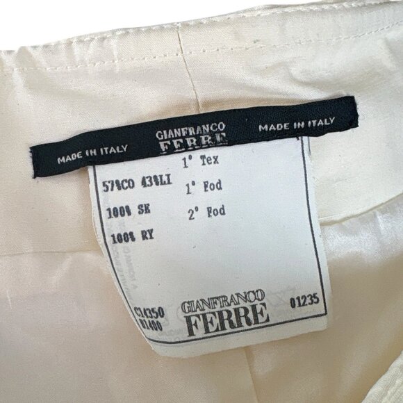Gianfranco Ferre Italy Off Shoulder Fringe Buttoned Jacket Cream Size 46 US 10 - Picture 15 of 16